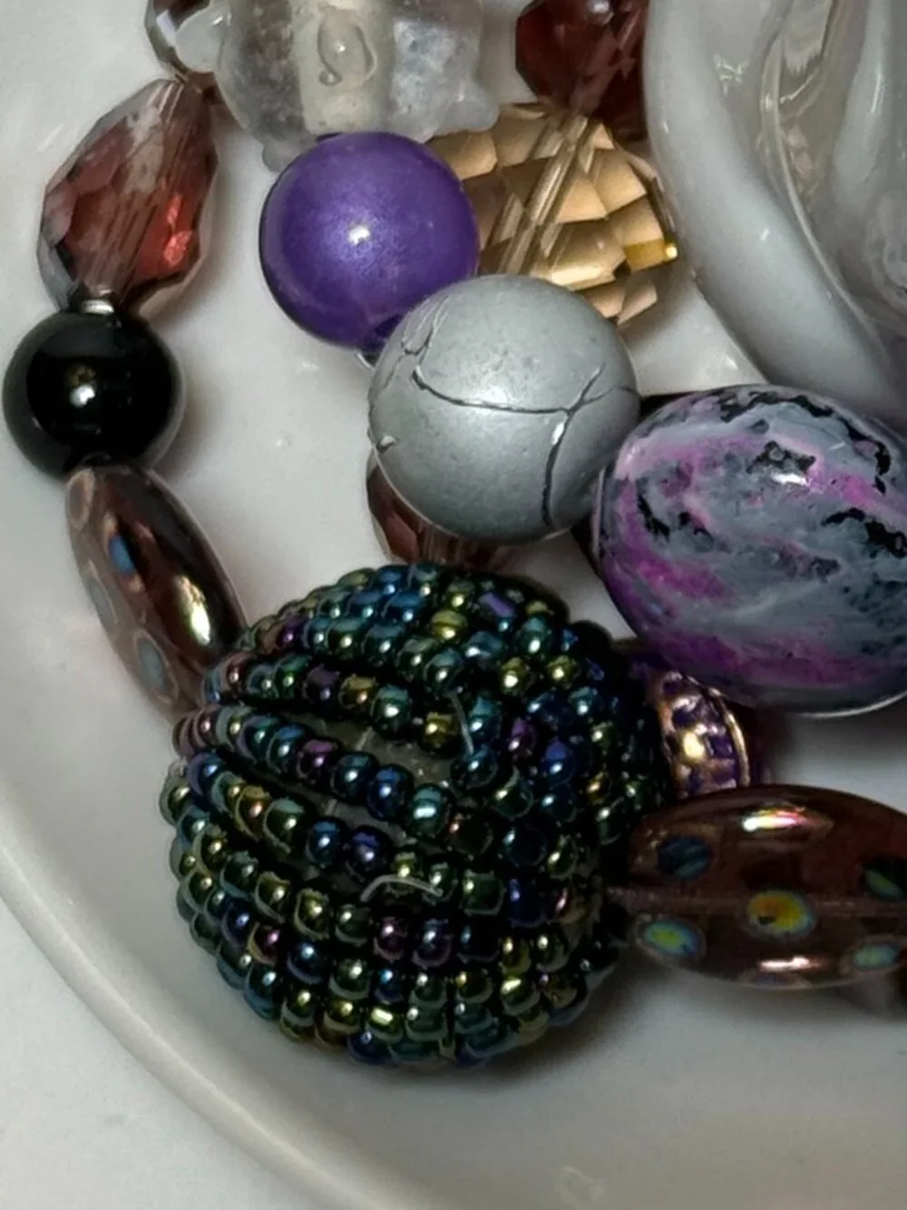4 Stretchy Handcrafted Beaded Bracelets Purple Featuring Jesse James Beads
